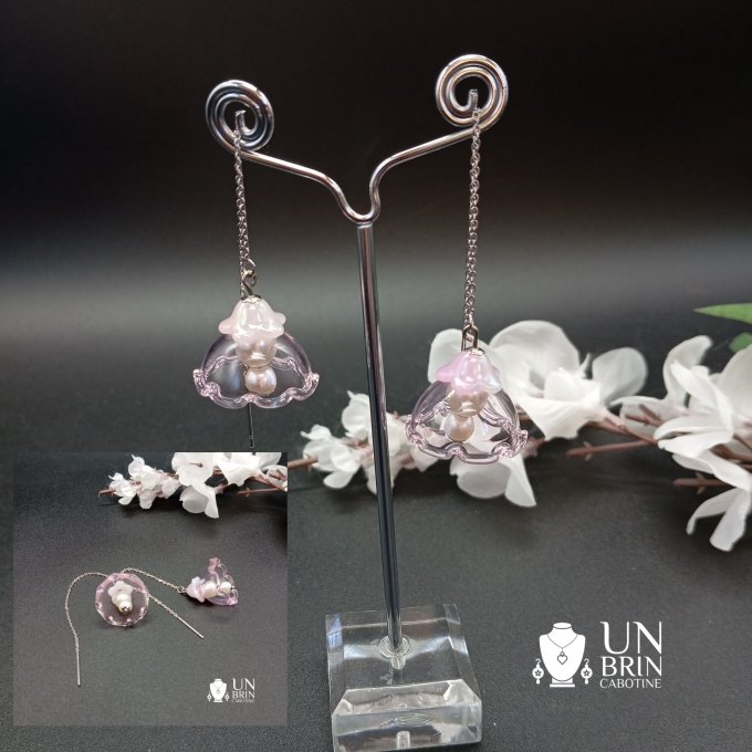 Corolle Rosée : Boucles d'oreilles modulables