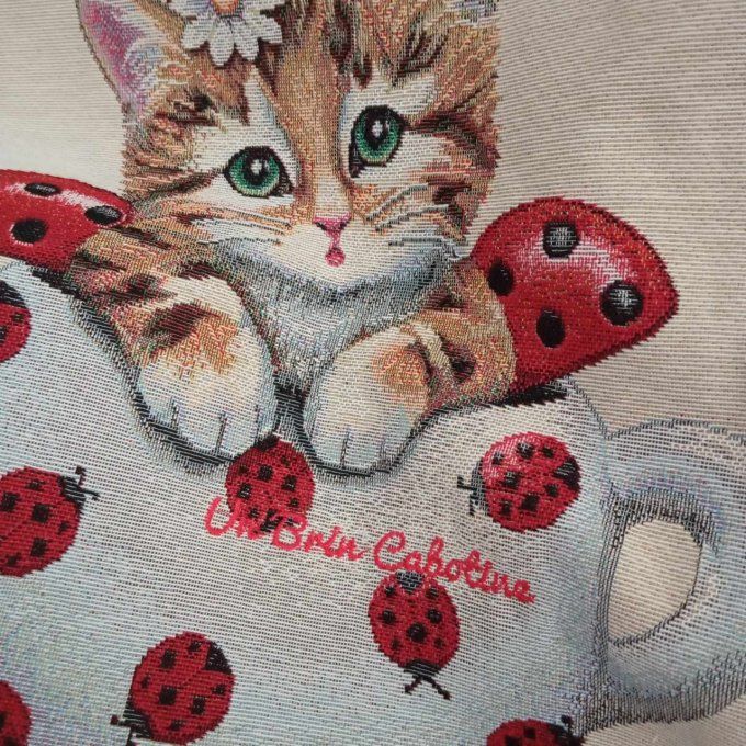 Sac cabas XL Chat et coccinelles